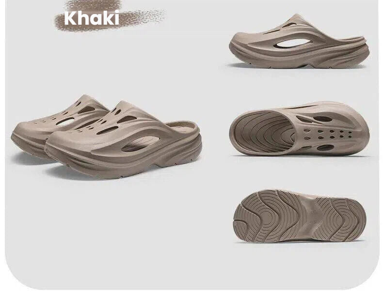 Men's Summer EVA Crocs with 3 Color Options - Breathable, Non-Slip, Comfortable Beach & Casual V1132-NSTTX2-KHAKI-42.5-43