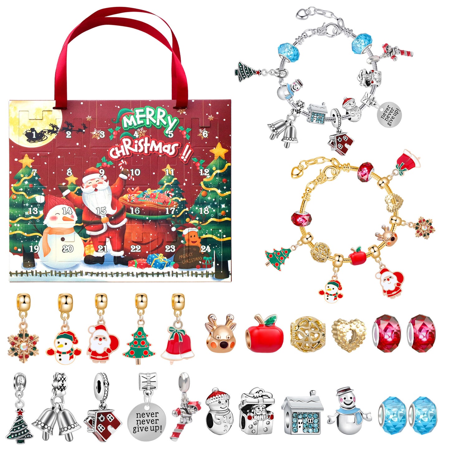 Christmas DIY Jewelry & Craft Advent Calendar(M-10,20*21*1.8cm) V1132-SDLW1-M-10