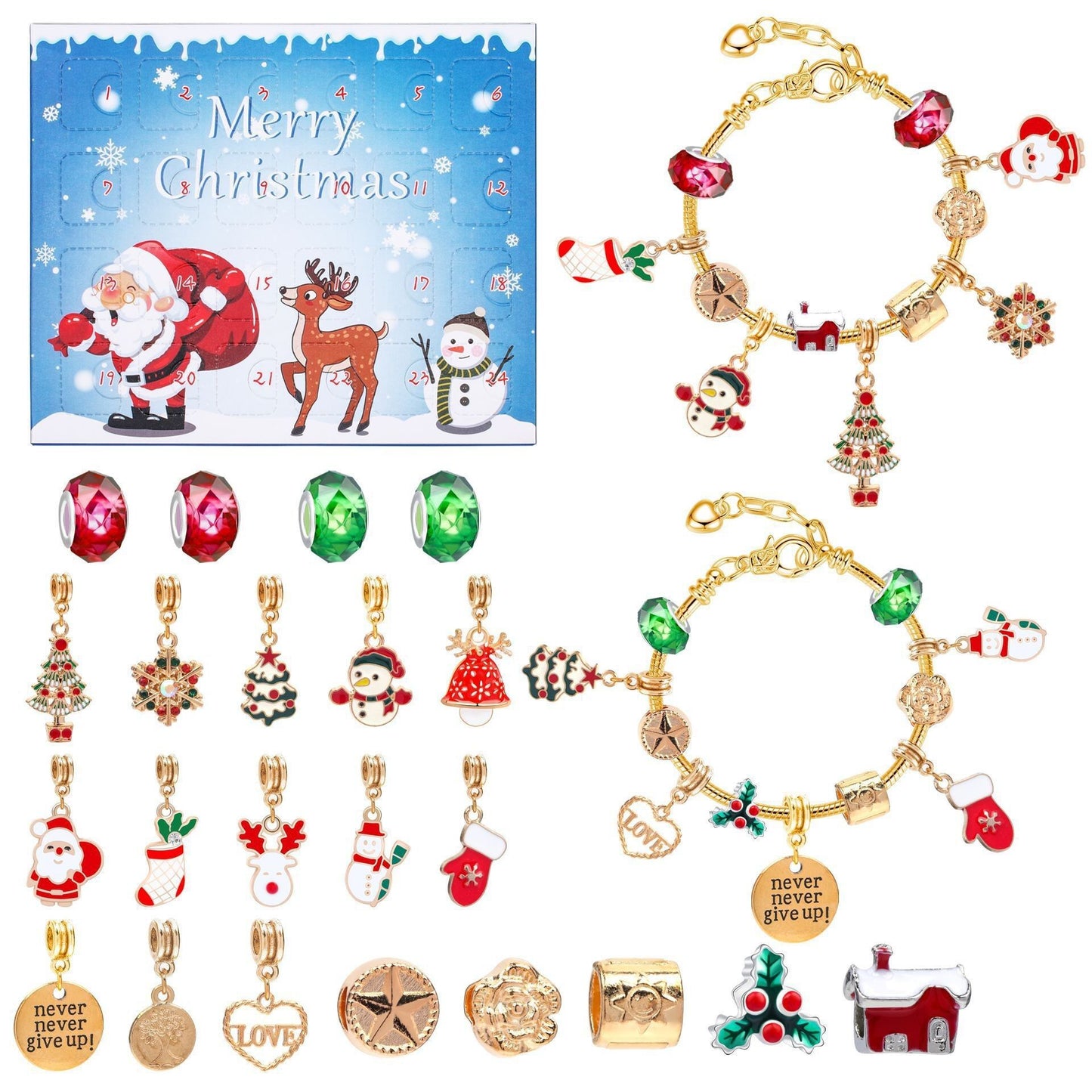 Christmas DIY Jewelry & Craft Advent Calendar(M-14-Snowman Version,20*17*1.1) V1132-SDLW1-M-14-SNOWMAN