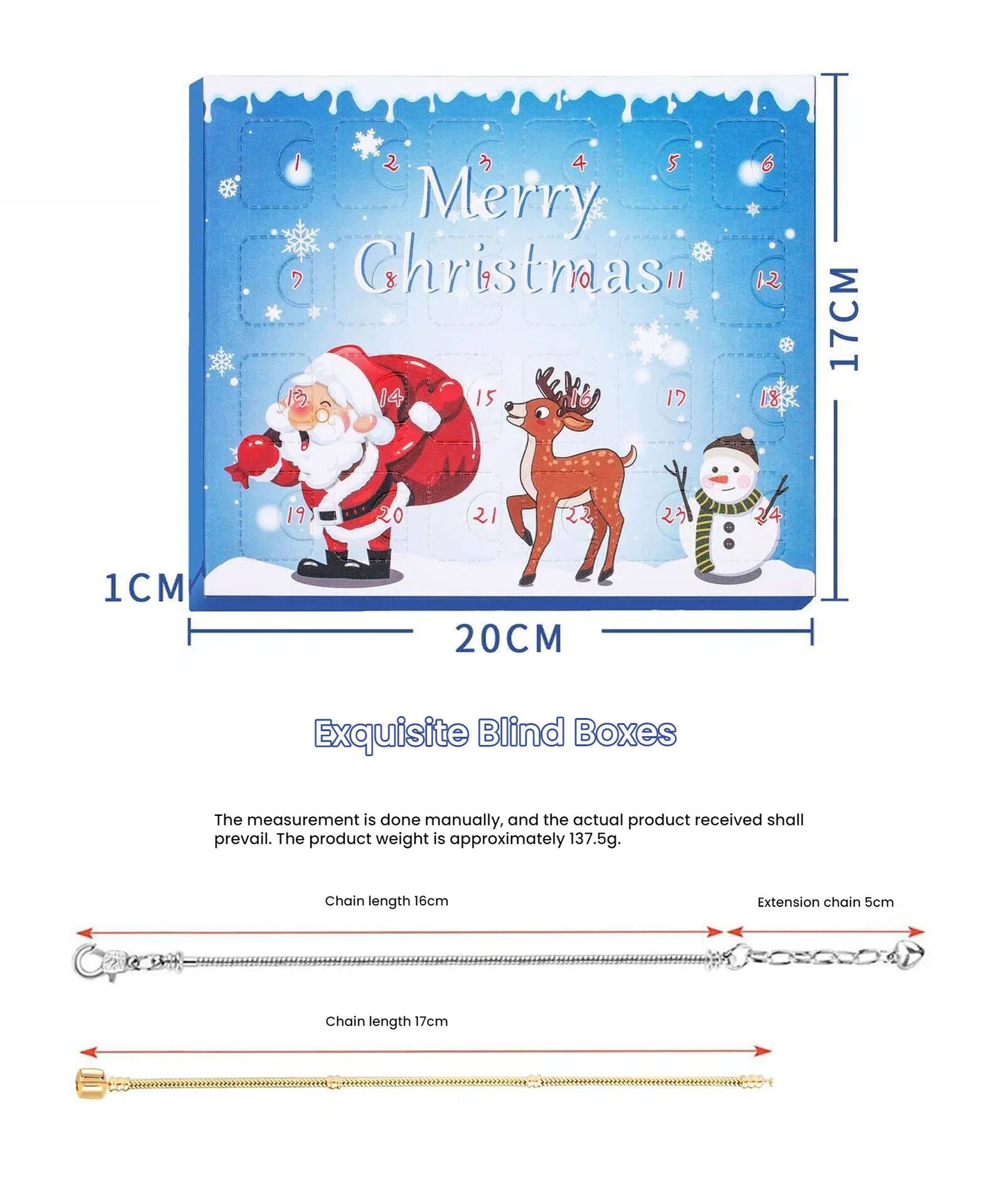 Christmas DIY Jewelry & Craft Advent Calendar(M-14-Snowman Version,20*17*1.1) V1132-SDLW1-M-14-SNOWMAN