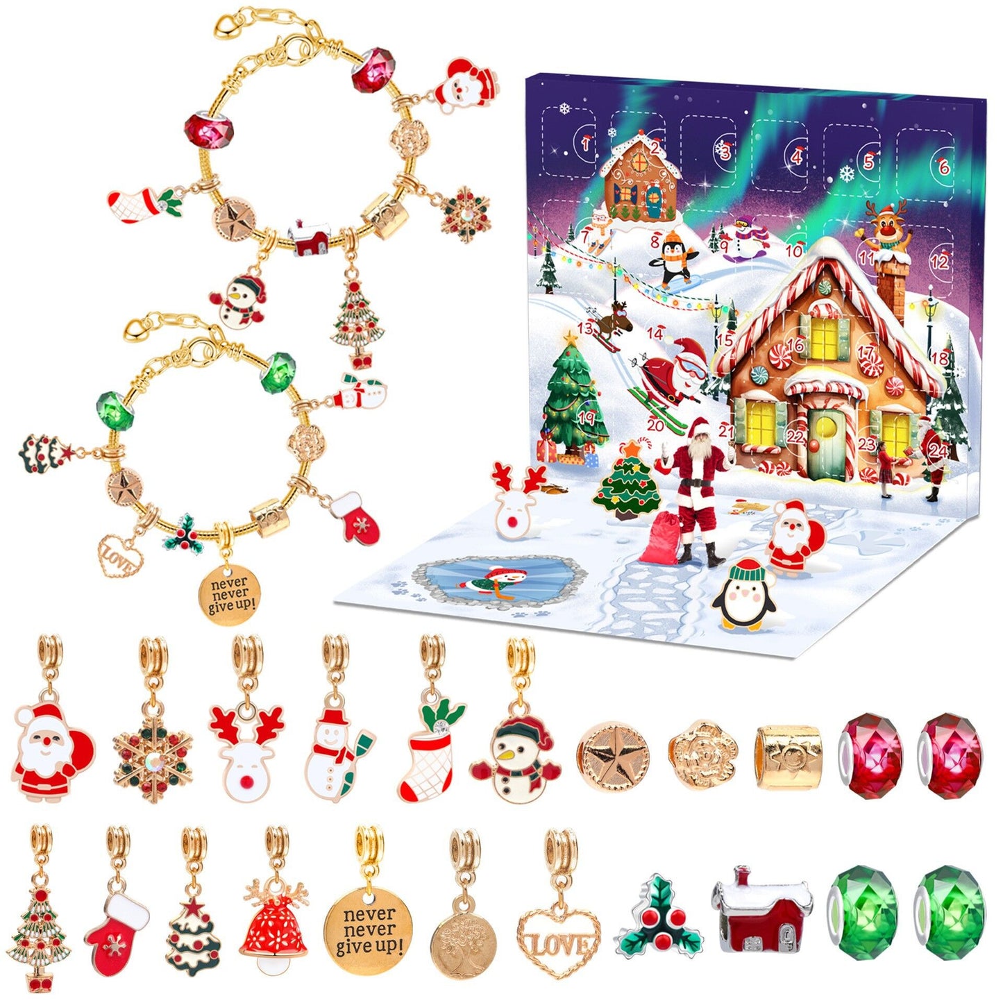 Christmas DIY Jewelry & Craft Advent Calendar(M-25,20*17*1.3cm) V1132-SDLW1-M-25