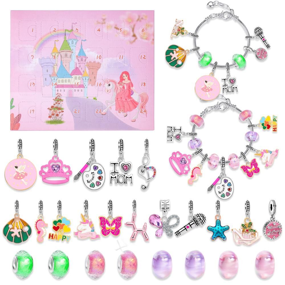 Christmas DIY Jewelry & Craft Advent Calendar(YD-05-Castle,20*17*1.1cm) V1132-SDLW1-YD-05-CASTLE