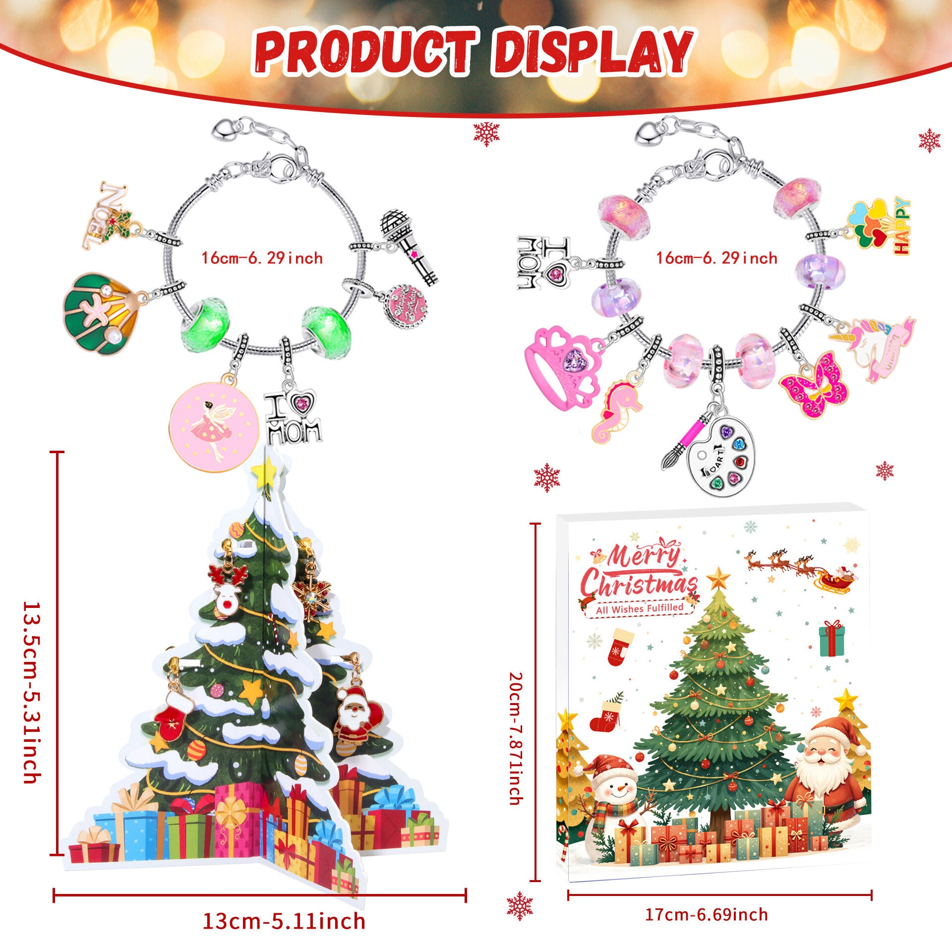 Christmas DIY Jewelry & Craft Advent Calendar( YD-05&upgraded version,20*17*1.3cm) V1132-SDLW1-YD-05-UPGRADED