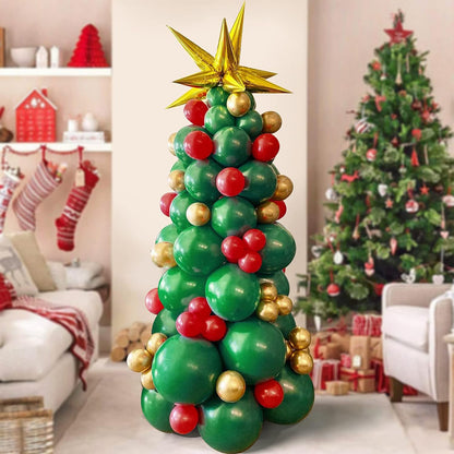 Christmas Balloon Tree Decor Kit - Latex & Foil Balloons Set with Star Topper--94PCs V1132-SDLW6-CY032