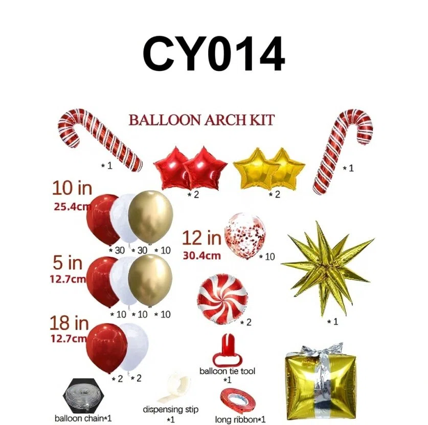 Christmas Balloon Bundle: 2 Themed Kits (Arch + Tree) - Aluminum Foil & Latex Balloons V1132-SDLW7-CY014-032
