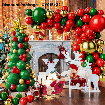 Christmas Balloon 2-Pack Combo: Latex & Foil Holiday Decor | Arch & Tree Sets for 2025 Christmas V1132-SDLW8-CY015-032
