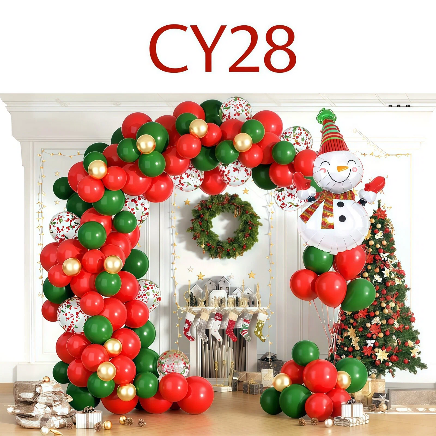 Christmas Balloon Combo: 123PCS Arch + Tree Sets (Snowman/Star Foil) V1132-SDLW9-CY028-032