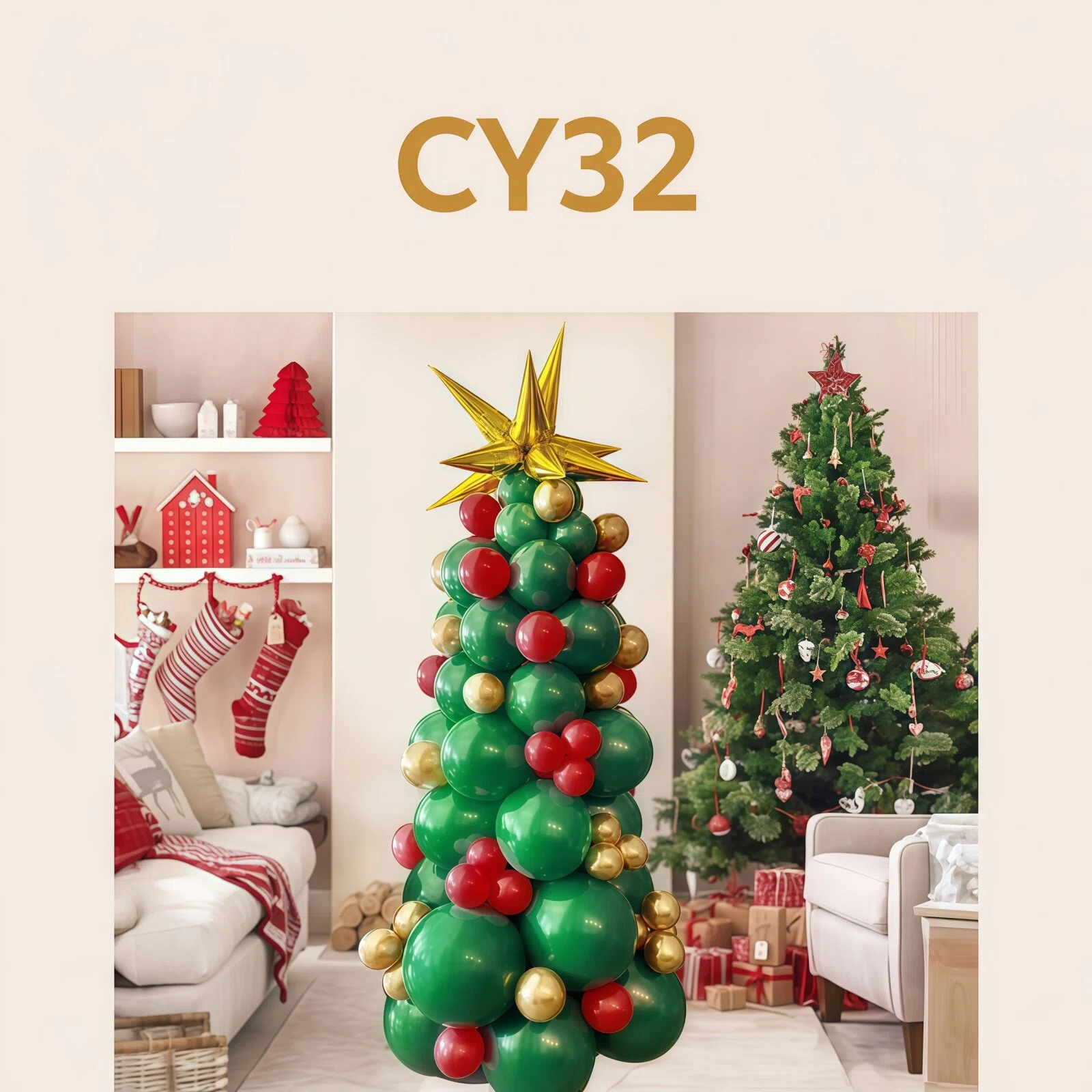 Christmas Balloon Combo: 123PCS Arch + Tree Sets (Snowman/Star Foil) V1132-SDLW9-CY028-032