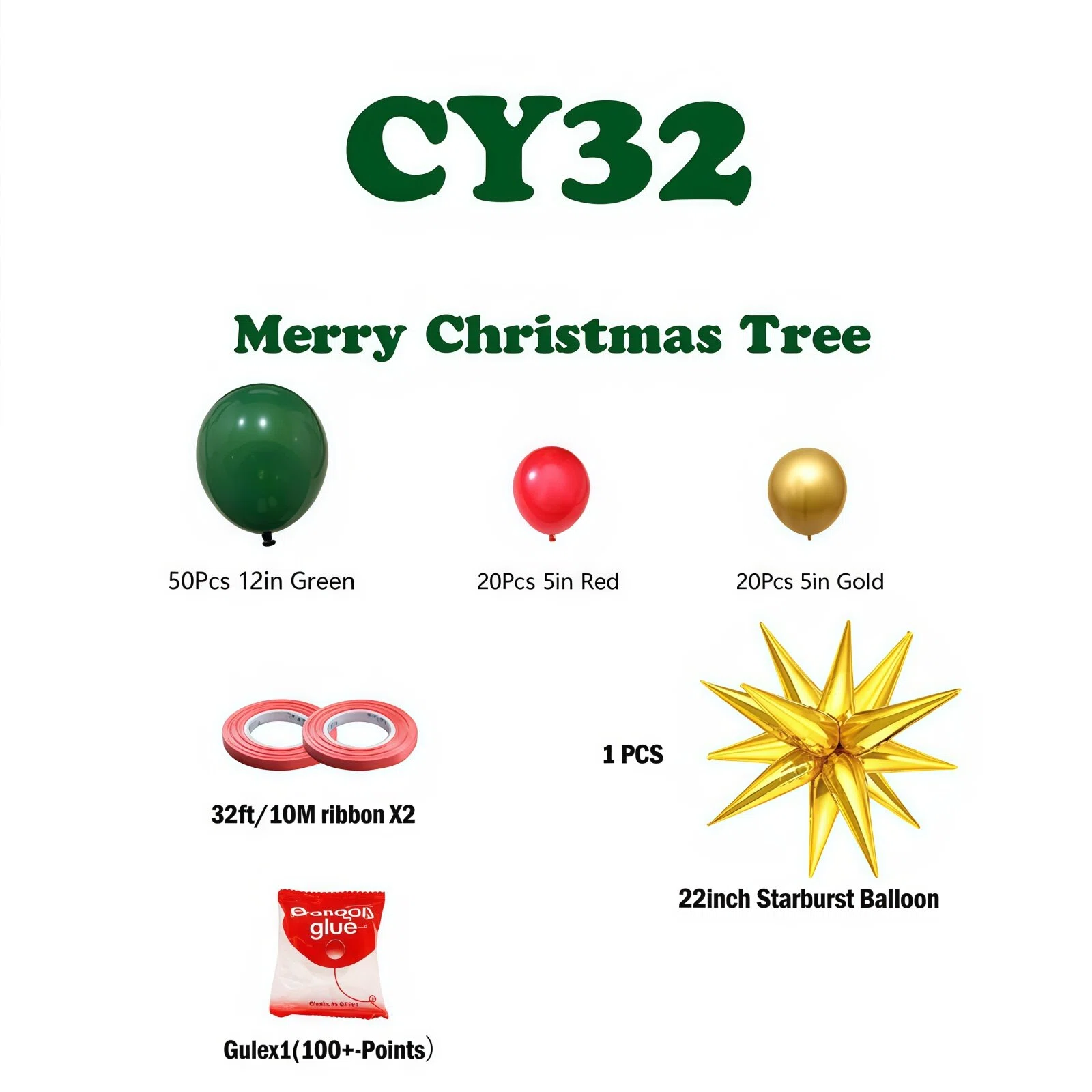 Christmas Balloon Combo: 123PCS Arch + Tree Sets (Snowman/Star Foil) V1132-SDLW9-CY028-032