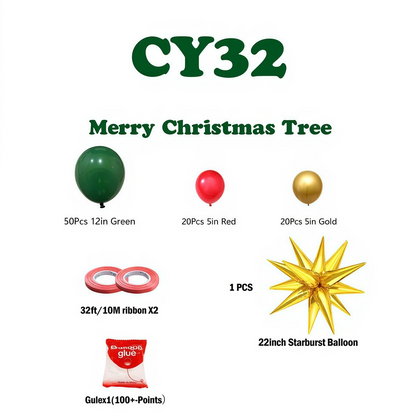 Christmas Balloon Combo: 123PCS Arch + Tree Sets (Snowman/Star Foil) V1132-SDLW9-CY028-032