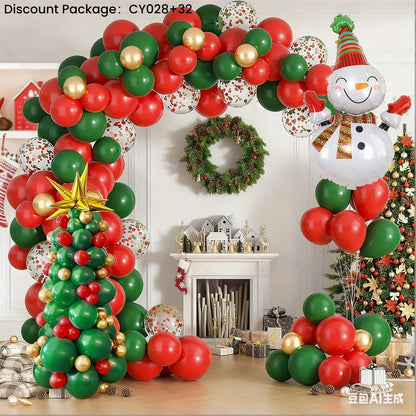 Christmas Balloon Combo: 123PCS Arch + Tree Sets (Snowman/Star Foil) V1132-SDLW9-CY028-032