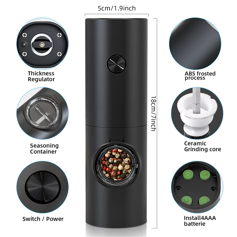 NNEOBA Electric Automatic Pepper and Salt Grinder with LED Light(1pc) V1142-1005007014379441-4