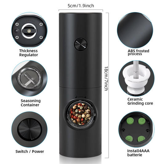 NNEOBA Electric Automatic Pepper and Salt Grinder with LED Light(1pc) V1142-1005007014379441-4