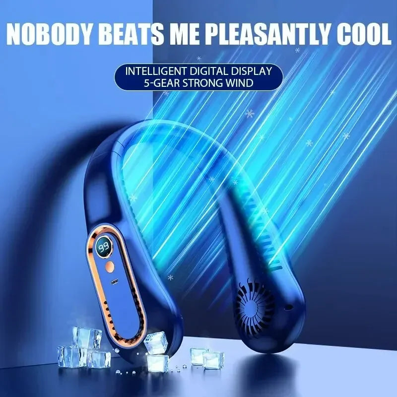 NNEOBA Neck Bladeless Fan Mini Portable-Blue V1142-1005007262367655-2
