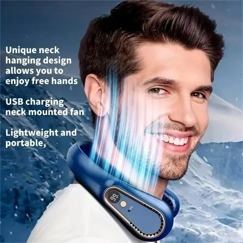 NNEOBA Neck Bladeless Fan Mini Portable-Blue V1142-1005007262367655-2