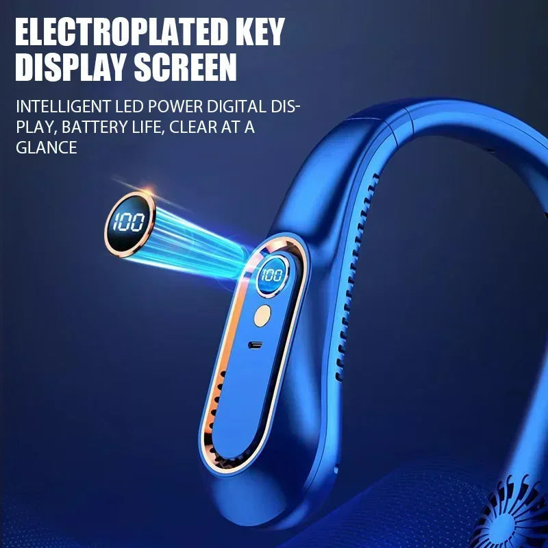 NNEOBA Neck Bladeless Fan Mini Portable-Blue V1142-1005007262367655-2