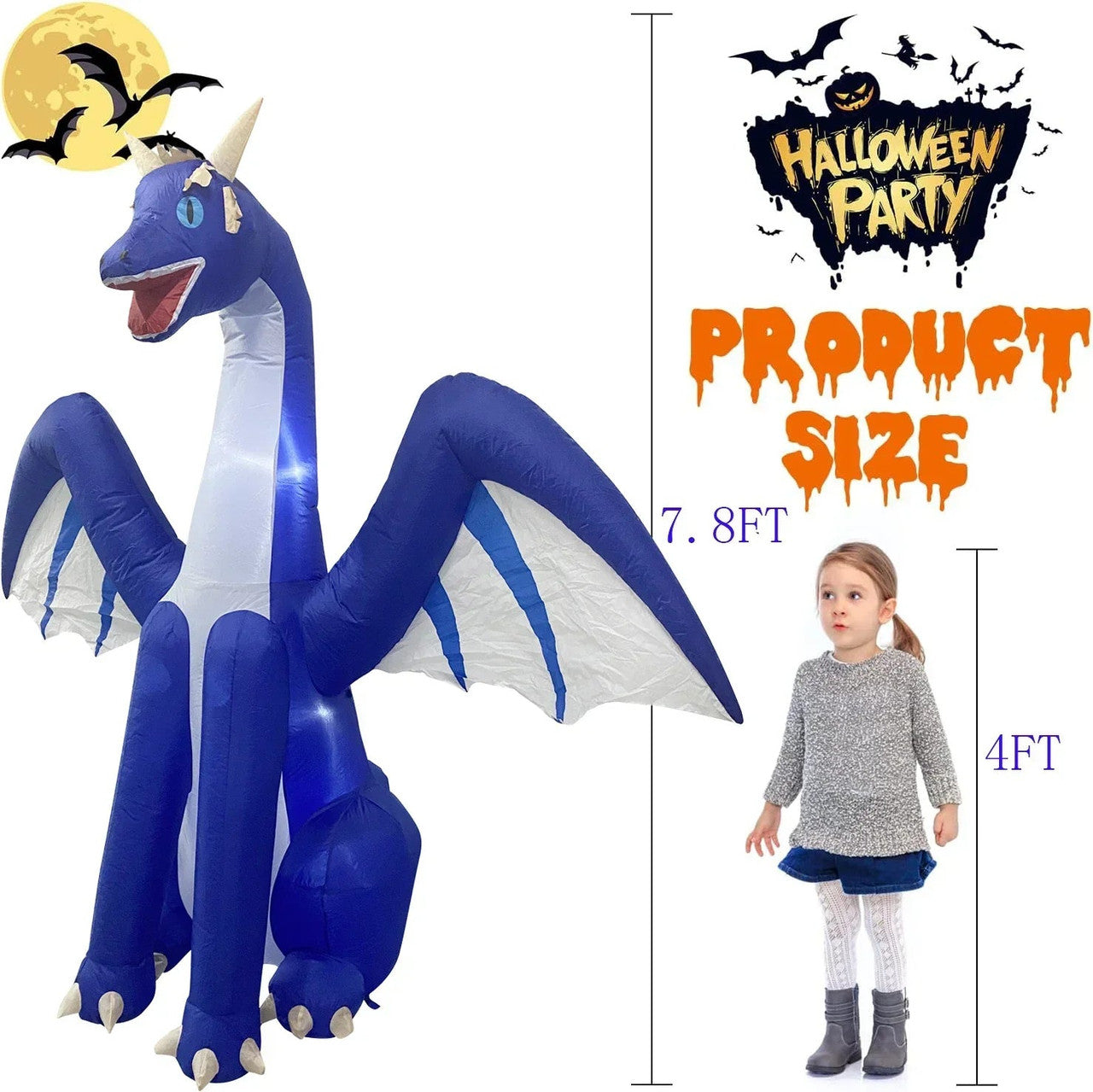 Giant Inflatable Dragon With Leds For Halloween V1142-LP000169