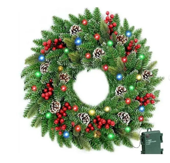 Pre-Lit Christmas Wreath With Led Lights V1142-LP000404