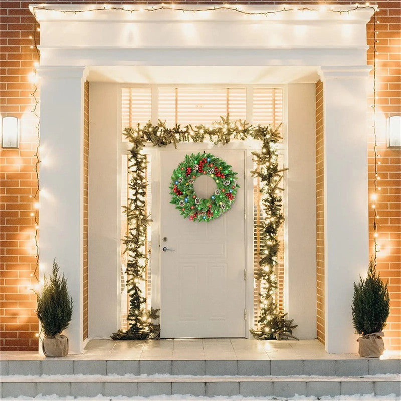 Pre-Lit Christmas Wreath With Led Lights V1142-LP000404