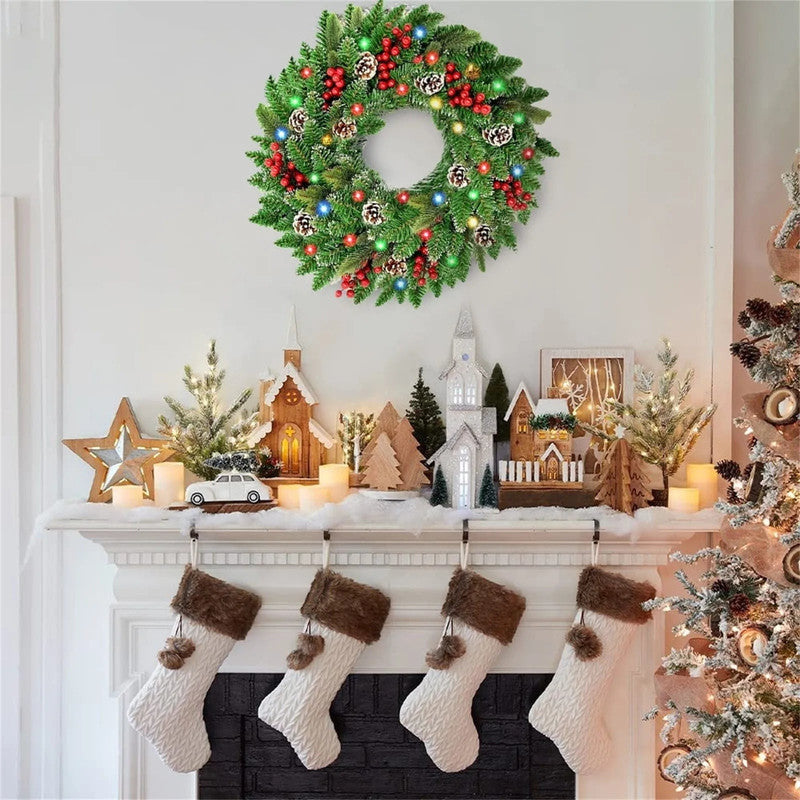 Pre-Lit Christmas Wreath With Led Lights V1142-LP000404