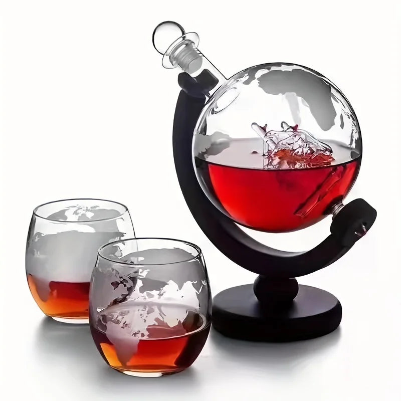 Globe Whiskey Decanter Set Lead-Free Glass Carafe V1142-LP1005006145087181