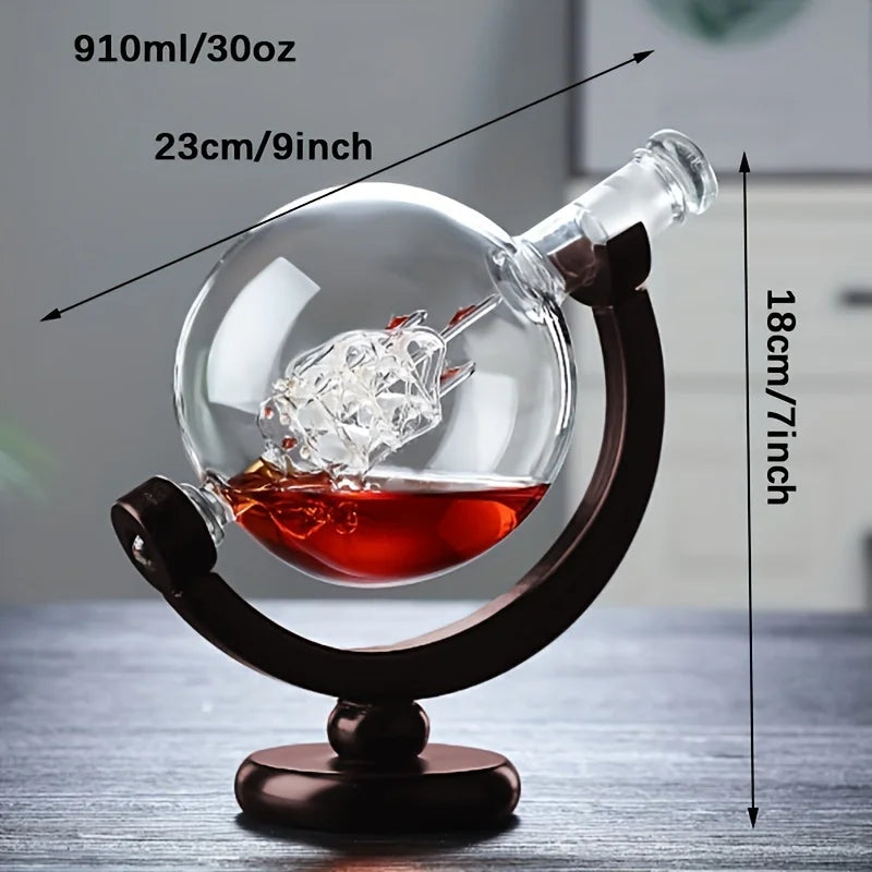 Globe Whiskey Decanter Set Lead-Free Glass Carafe V1142-LP1005006145087181