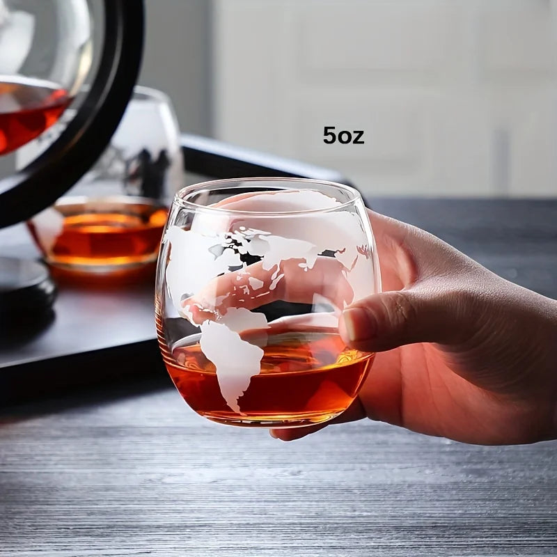 Globe Whiskey Decanter Set Lead-Free Glass Carafe V1142-LP1005006145087181