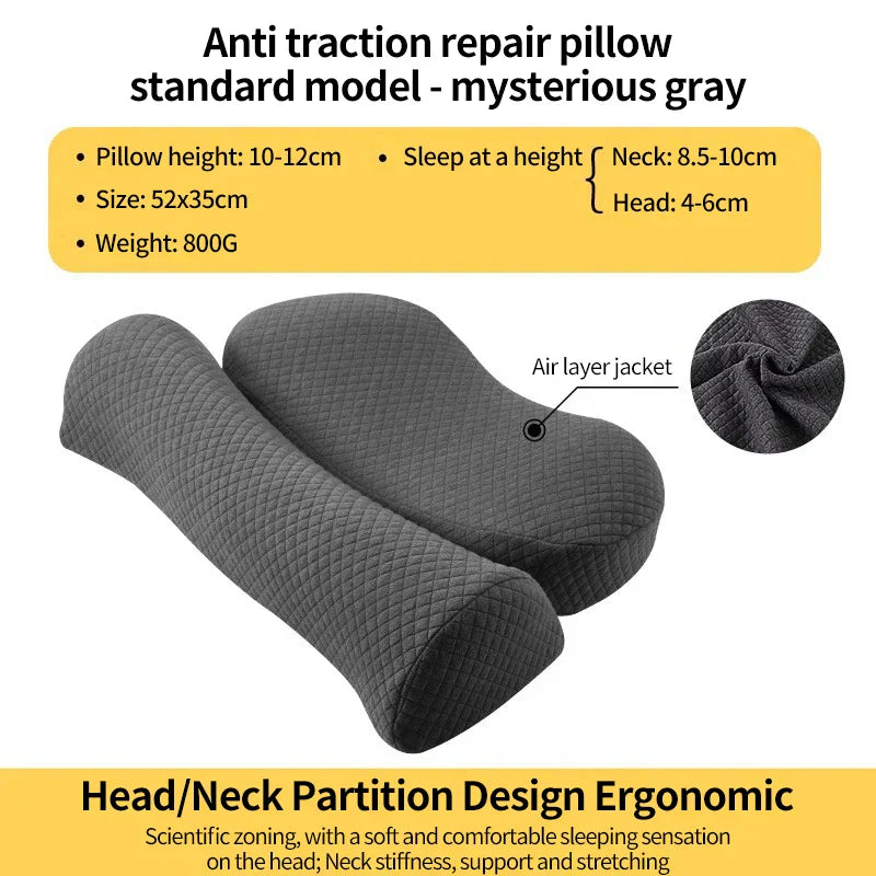 Ergonomic Memory Foam Cervical Pillow Orthopedic Contour Grey V1142-LP1005006782755885