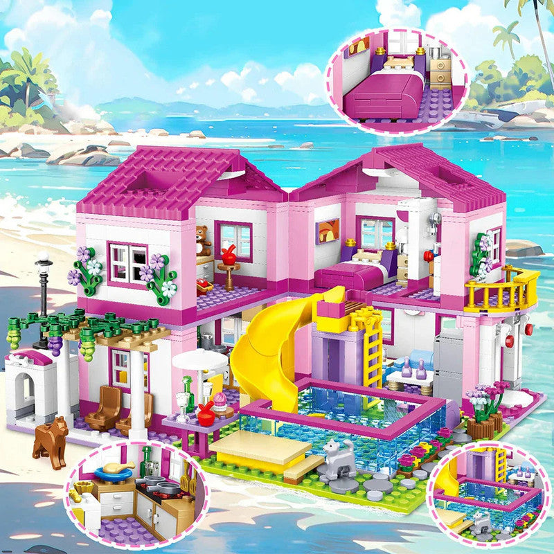 City Villa Castle Building Blocks Set With Pool V1142-LP1005006860909709