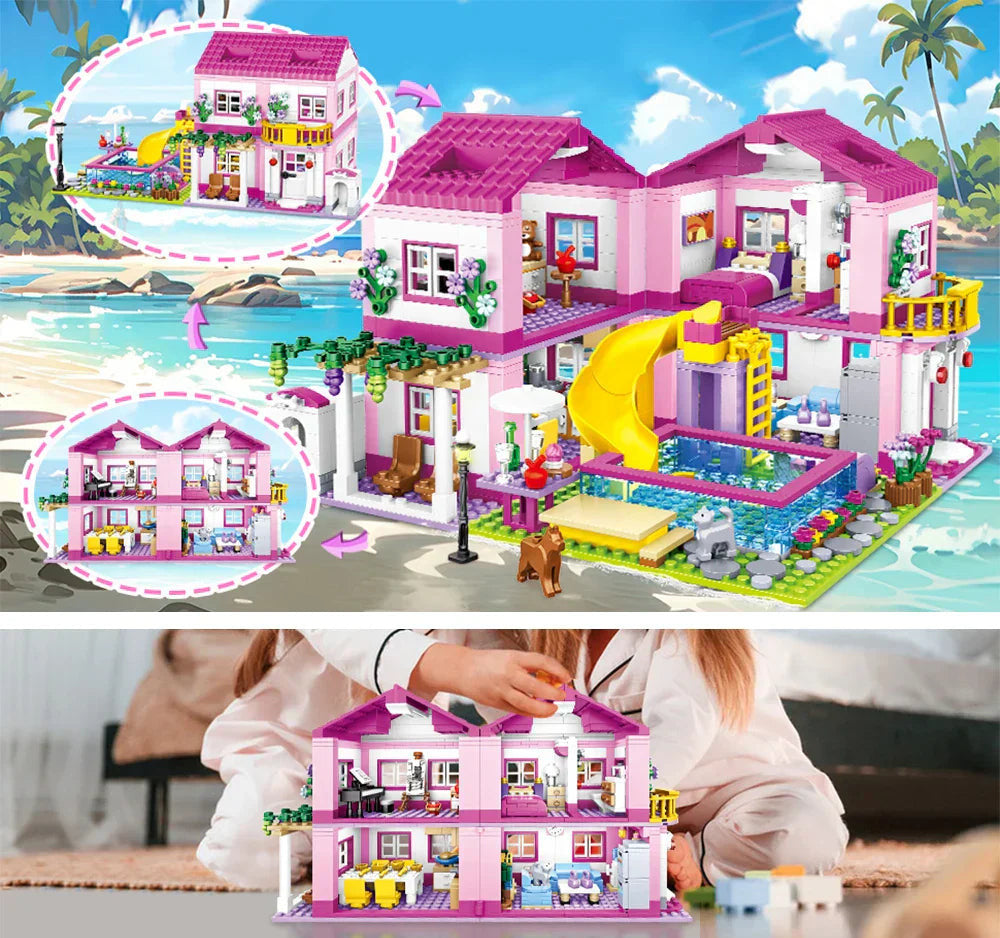 City Villa Castle Building Blocks Set With Pool V1142-LP1005006860909709