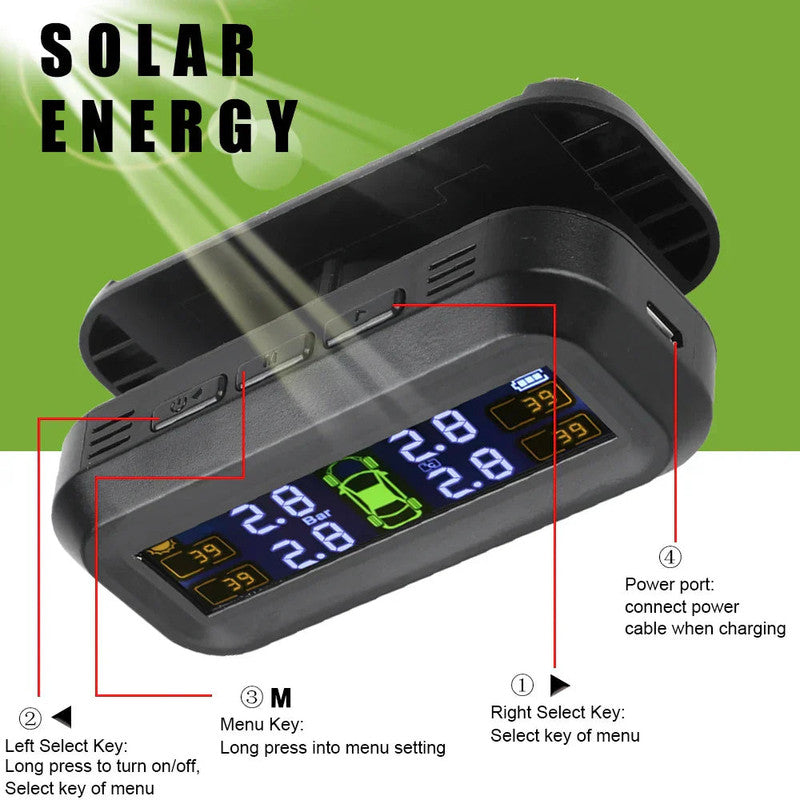 Wireless Tire Pressure Monitoring Solar And USB Charging V1142-LP1005006966438234