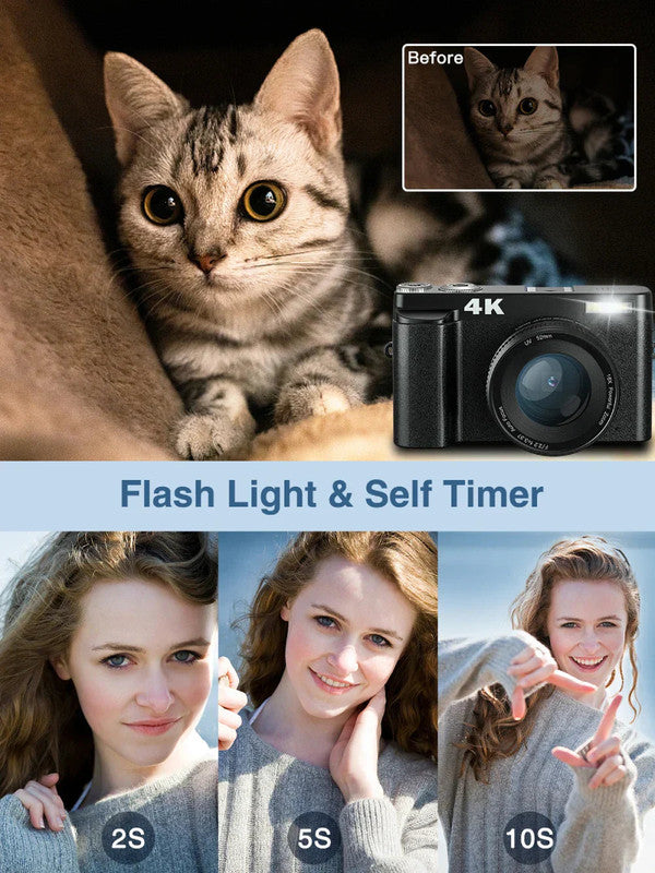 4K Digital Camera with Autofocus Anti-Shake Black V1142-LP1005007010522220