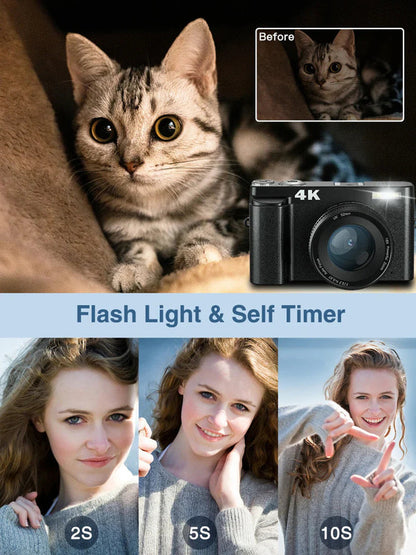 4K Digital Camera with Autofocus Anti-Shake Black V1142-LP1005007010522220