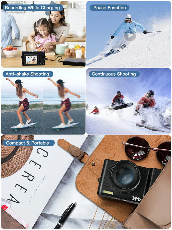 4K Digital Camera with Autofocus Anti-Shake Black V1142-LP1005007010522220