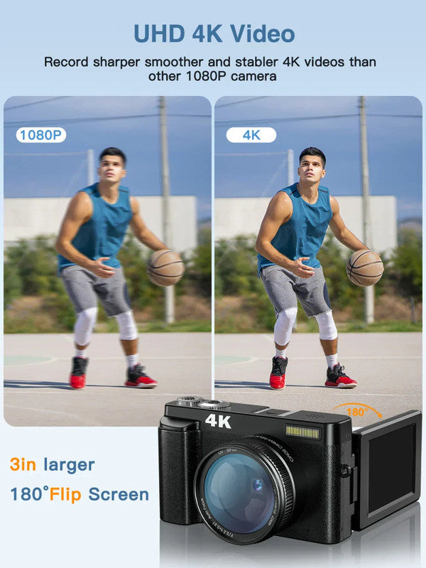 4K Digital Camera with Autofocus Anti-Shake Black V1142-LP1005007010522220