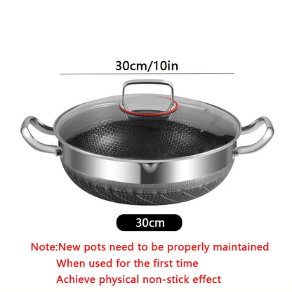 30cm Stainless Steel Non-Stick Frying Pan with Glass Lid Silver V1142-LP1005007016082902