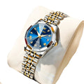 Womens Stainless Steel Quartz Watch Waterproof (Gold Blue) V1142-LP1005007170732202-GOLDBLUE