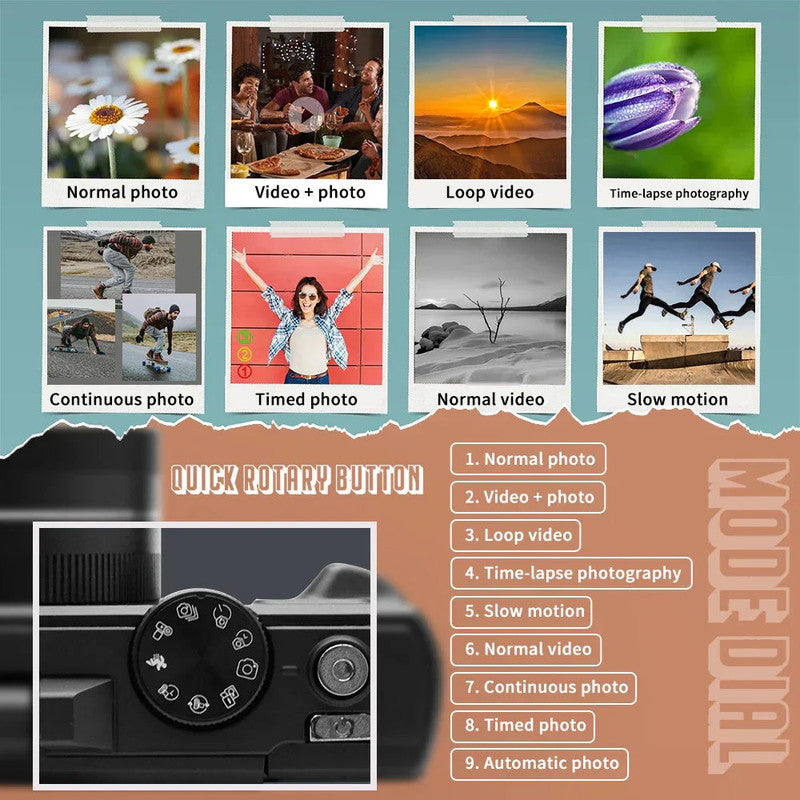 4K Digital Camera for Photography 64MP Vlogging Black V1142-LP1005007342064879