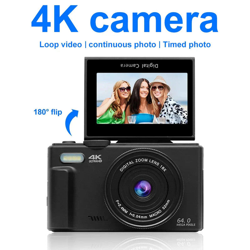 4K Digital Camera for Photography 64MP Vlogging Black V1142-LP1005007342064879