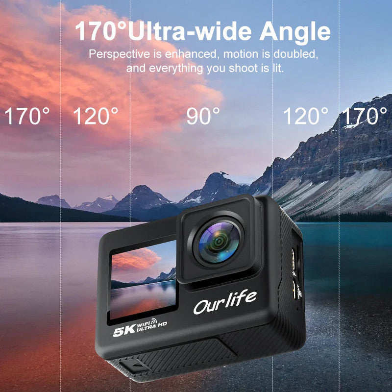 5K Action Camera with Touchscreen Waterproof Black V1142-LP1005007476503933