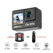 5K Action Camera with Touchscreen Waterproof Black V1142-LP1005007476503933