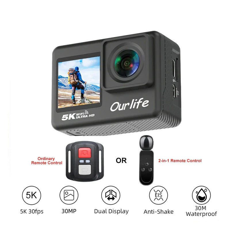 5K Action Camera with Touchscreen Waterproof Black V1142-LP1005007476503933