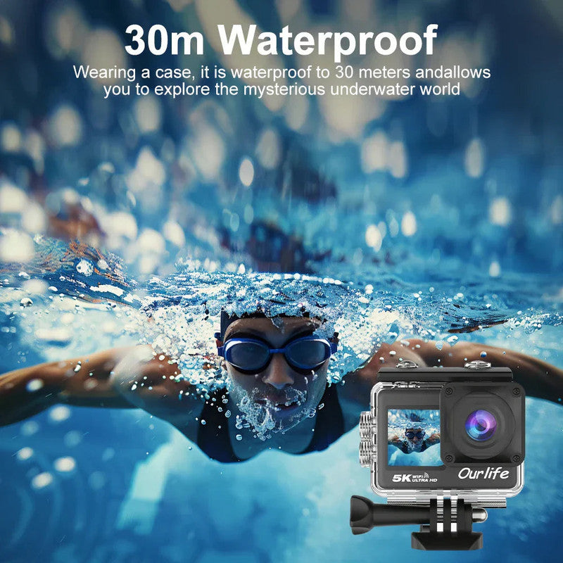 5K Action Camera with Touchscreen Waterproof Black V1142-LP1005007476503933