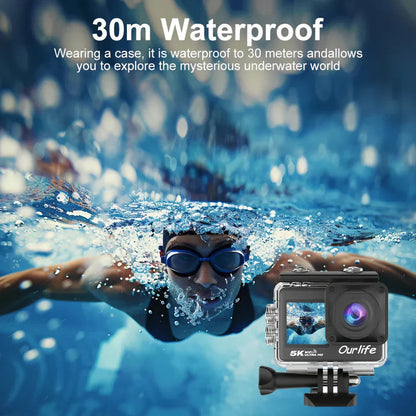 5K Action Camera with Touchscreen Waterproof Black V1142-LP1005007476503933