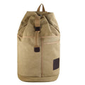 Canvas Travel Backpack with Bucket Design Khaki V1142-LP1005007636000586