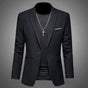 Mens Slim Fit Casual Suit Jacket Single Button (Black) V1142-LP1005007665817386-BLACK