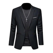Mens Slim Fit Casual Suit Jacket Single Button (Black) V1142-LP1005007665817386-BLACK