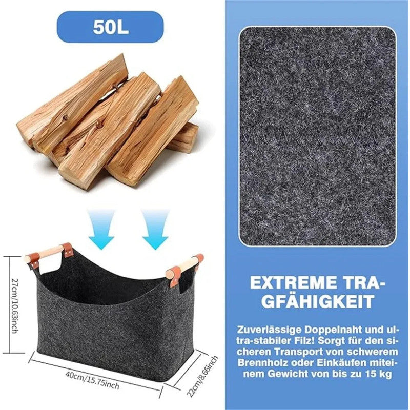 Wooden Firewood Storage Felt Basket Foldable V1142-LP1005007700752669
