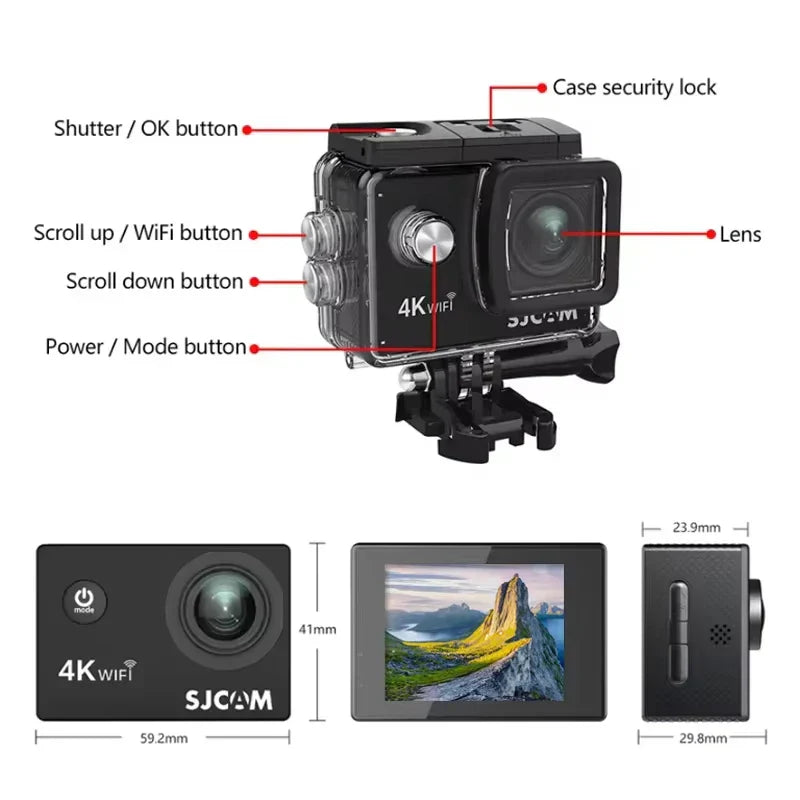 4K Action Camera 30M Waterproof Sports Cam Balck V1142-LP1005007798234923