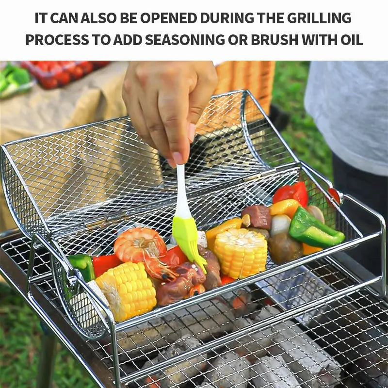 12-Inch Stainless Steel Rolling BBQ Grill Mesh Rotisserie V1142-LP1005007987883011